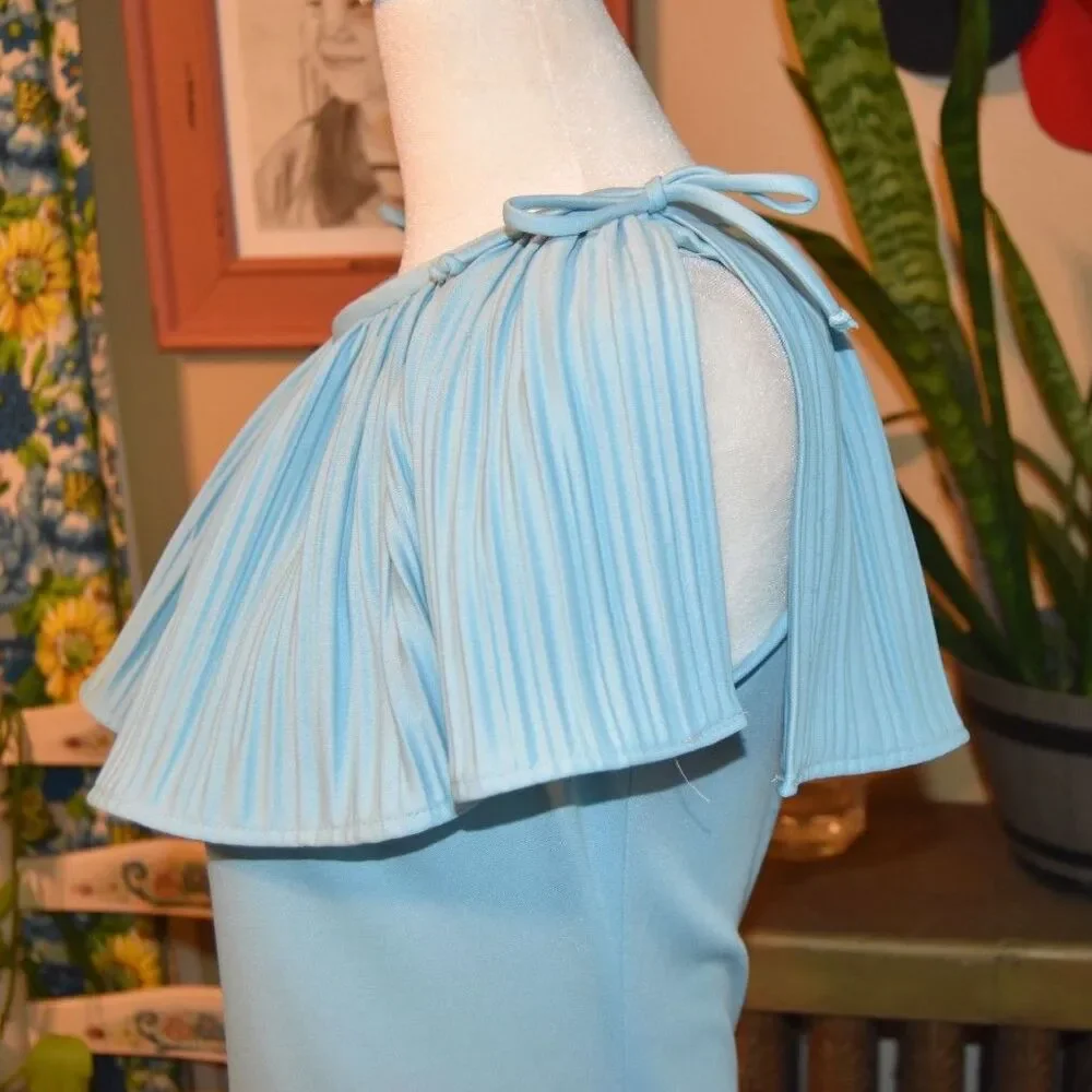 Vintage 1970s Tanglwood Maxi Southern Belle Dress Powder Blue Size Small